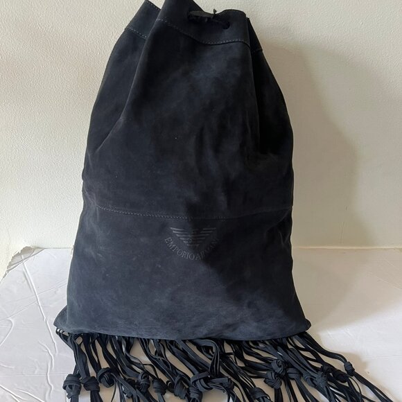 VINTAGE EMPORIO ARMANI SUEDE DRAWSTRING BUCKET BAG - Picture 1 of 5